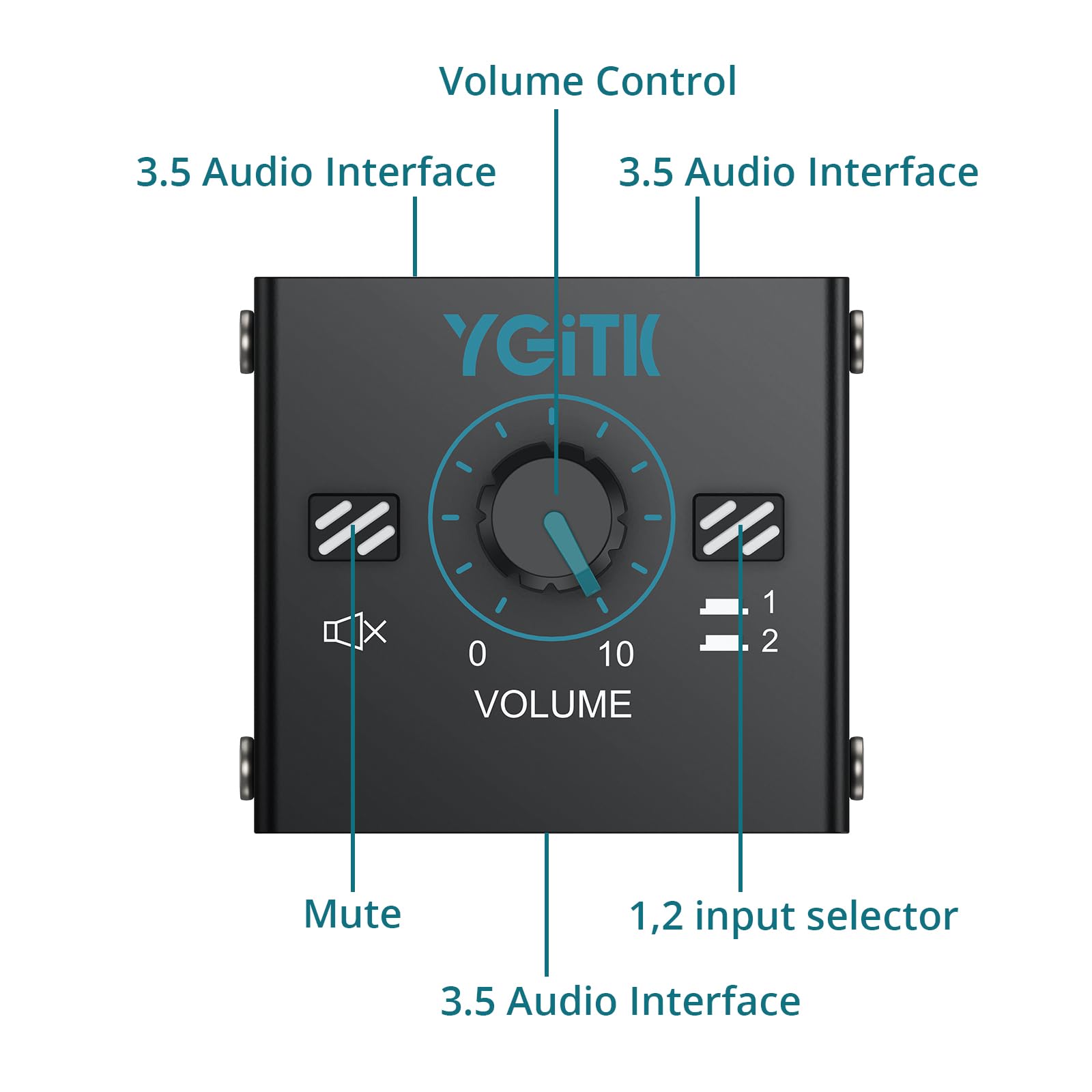 Amazon | YGiTK 3.5mmオーディオ双方向スイッチャー、ボリューム