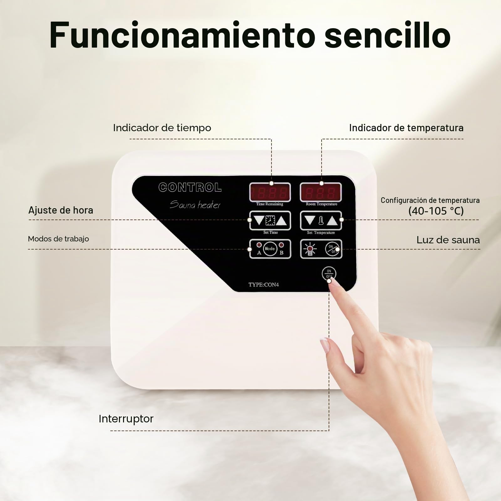 Control de sauna, 220 V-240 V, dispositivo de control externo para sauna, 3 – 9 kW, dispositivo de control de estufa de sauna, controlador digital, protección contra fugas y función de almacenamiento