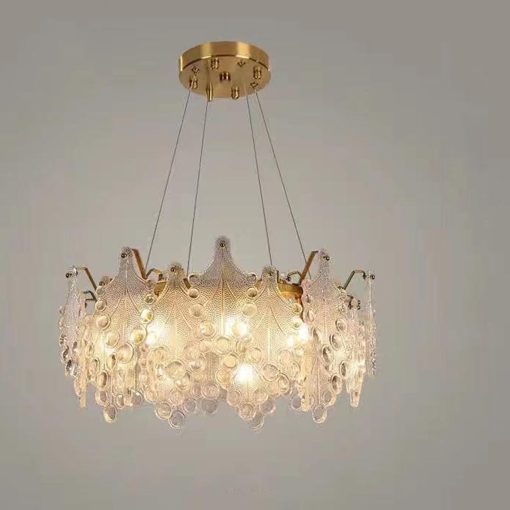 HXYSXHJUO Modern retro glass chandelier, creative light luxury for living room hotel sample dining lamps and lanterns,Cable,50cm