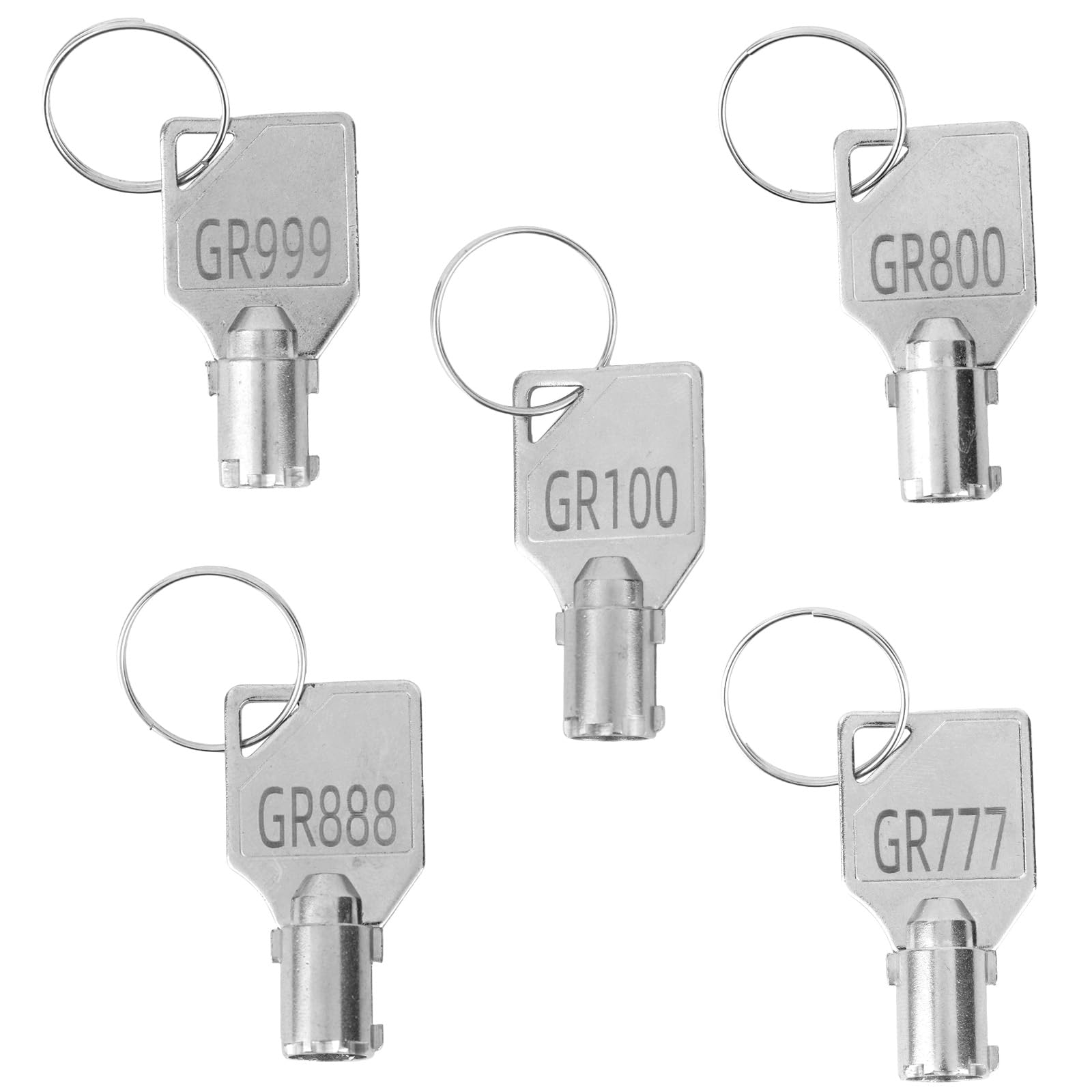5pcs Key Washer Set, for Speed Queen & Greenwald Washer Dryer Locks Includes GR888 GR999 GR777 GR100 & GR800 with Key Rings for Laundry Equipment