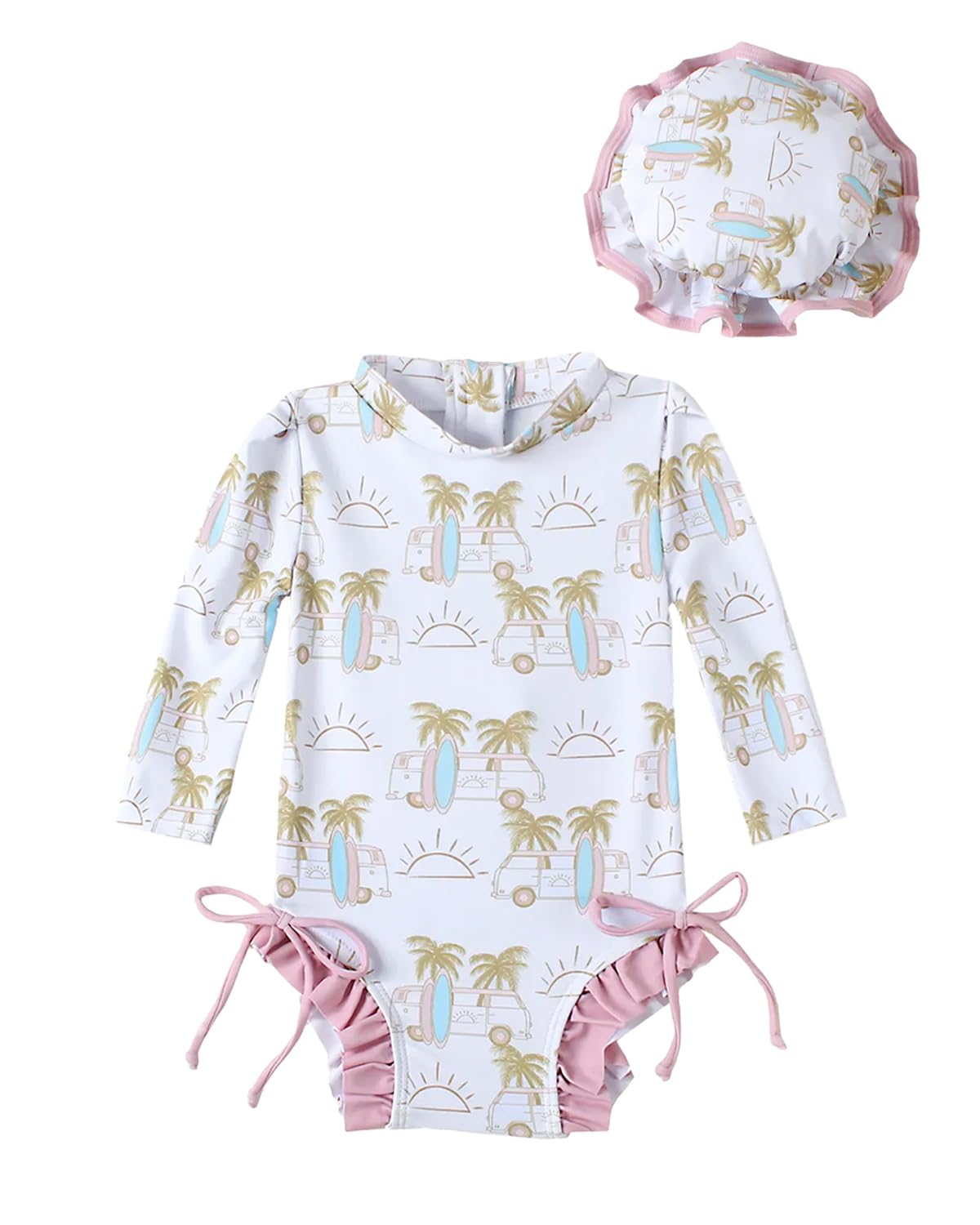 WYTbaby Uv Vestiti Bambino Ragazza Un Pezzo Manica Lunga Costume Da Bagno Hawaii Volant Uv Costumi Da Bagno Ragazza 0-24 Mesi