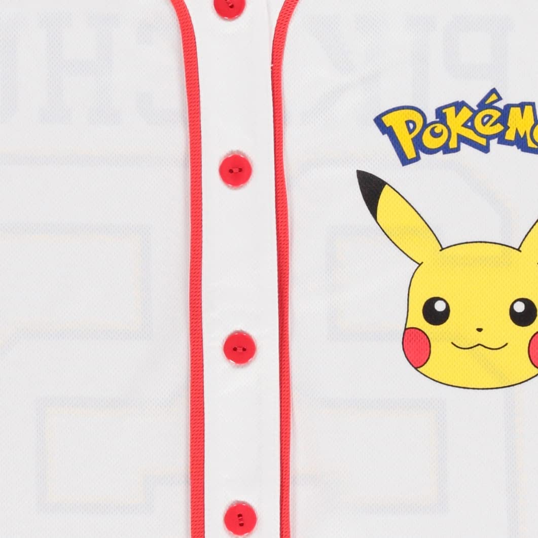 Pokemon Maglia da baseball da donna Pikachu – Gotta Catch Em All – Ash Pikachu Charizard Pokeball Mesh Button Down Baseball Jersey