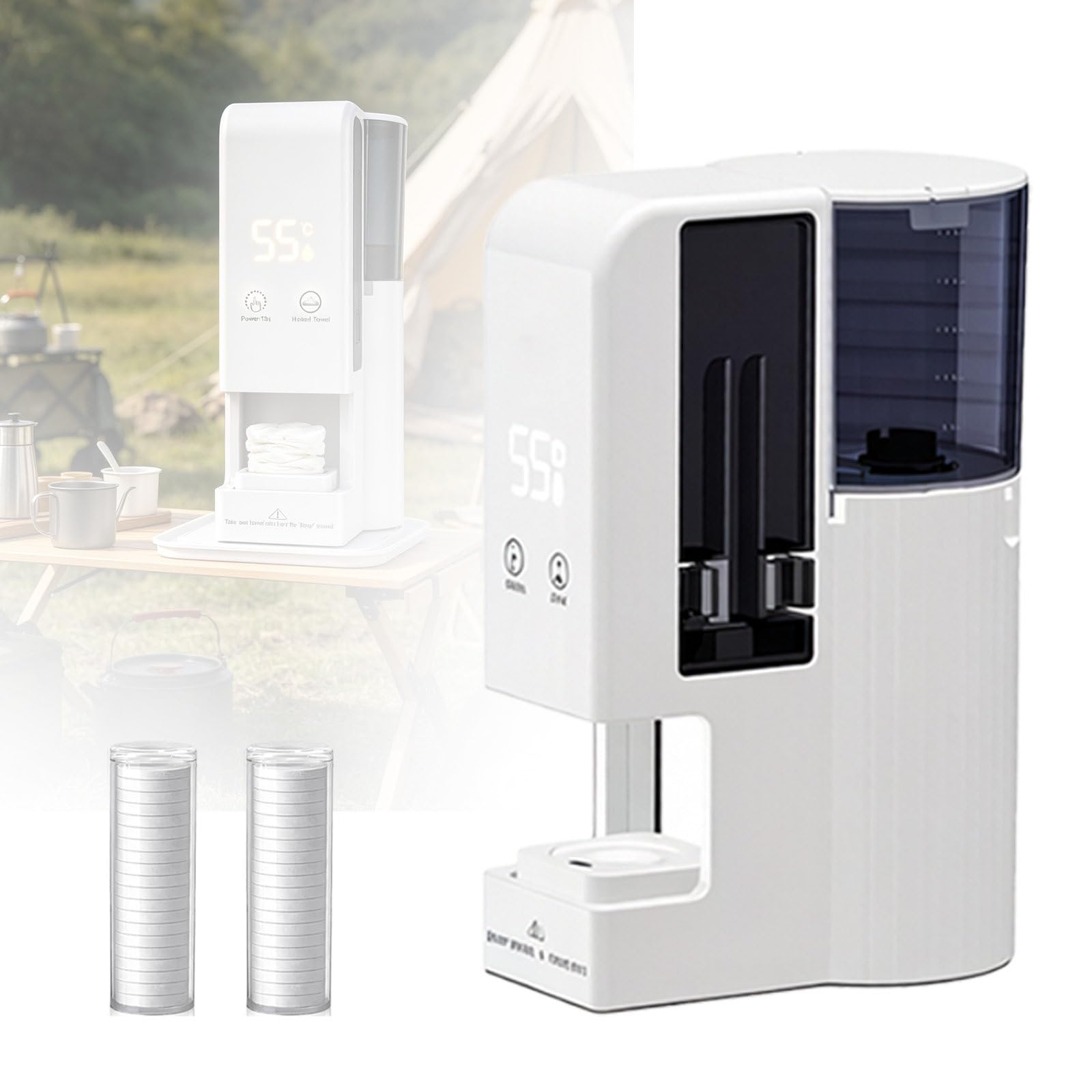 DzkZen Hot Towel Dispenser with Compressed Towels, 5s Fast Heating Face Towel Warmer Machine, Smart Voice Alerts, Portable Face Towel Steamer 40towels