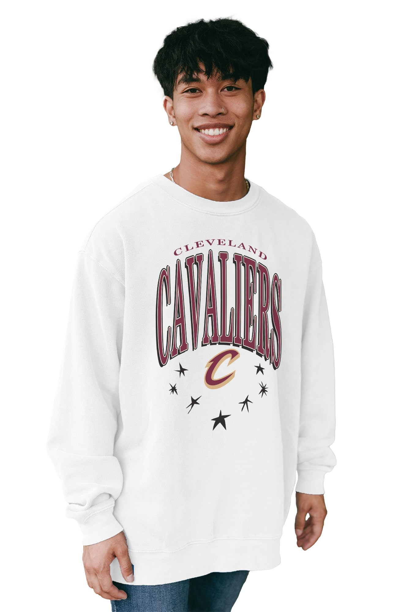 Blue 84 NBA Officially Licensed Crewneck Sweatshirt Ringspun White Stars
