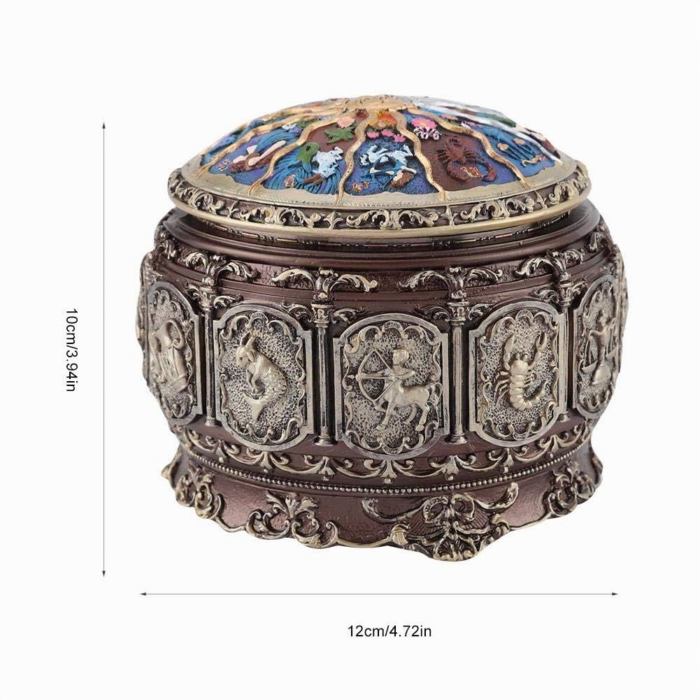 MAGT Caja de música vintage, 12 constelaciones, caja de música con constelaciones giratorias, diosa giratoria, luces LED brillantes, regalos para Navidad, San Valentín, cumpleaños (Libra)