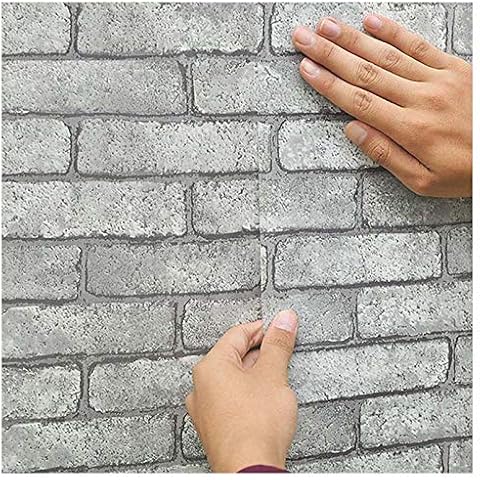 H2MTOOL 3D Brick Wallpaper, Removable Peel and Stick Gray Wallpaper Self Adhesive (17.7” x 78.7”, Grey) Cover