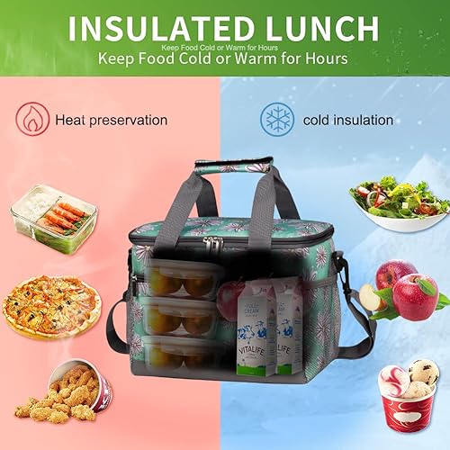 Miniatura 8 de iknoe Bolsa térmica grande plegable de 8.5 L, bolsas aisladas a prueba de fugas con múltiples bolsillos para adultos, bolsa térmica aislada para