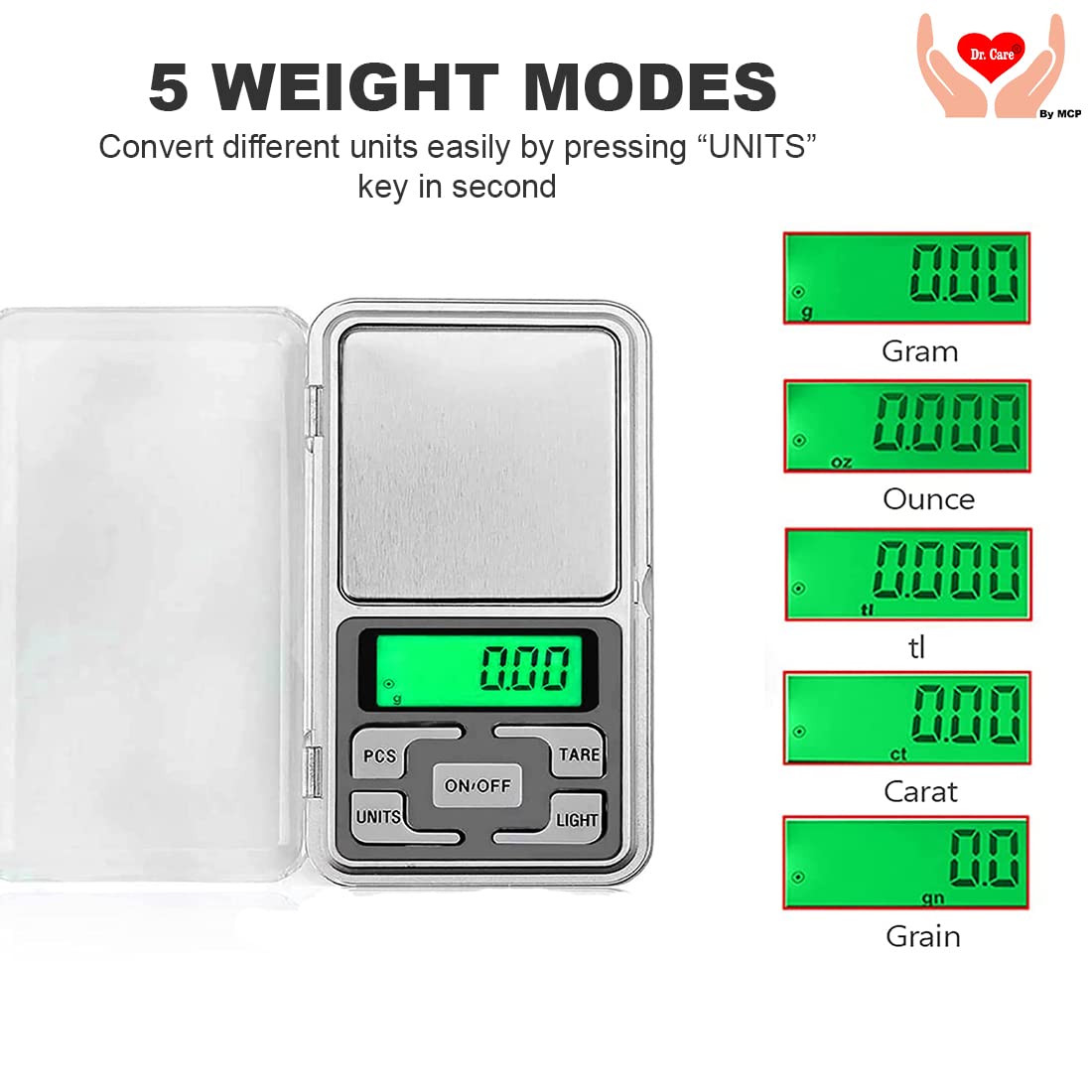 Dr. Care Digital Jewellery Scale – Ultra-Accurate Electronic Weighing Machine for Gold, Silver & Jewellery – 0.01g to 200g Capacity, Compact Design for Shops & Professionals (Silver) - Image 3 thumbnail