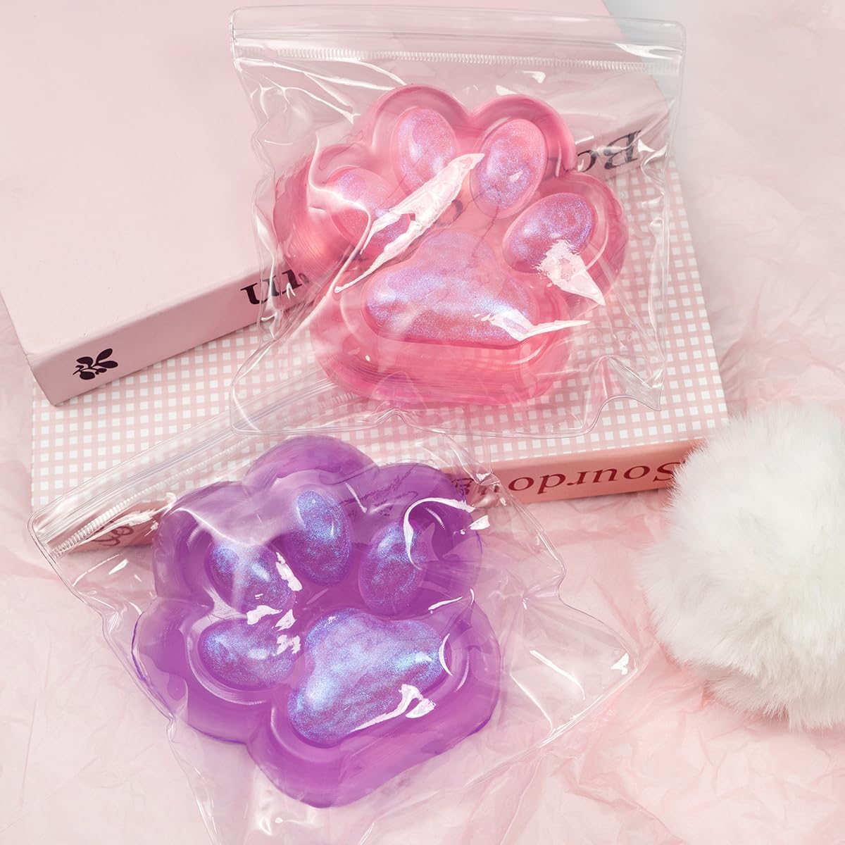 Big Pink Cat Paw Squishy Toy, Large Squeeze Cat Paw Fidget Toys, Cute Kawaii Squishies for Stress Relief Pinch Family Toys Gifts for Adults