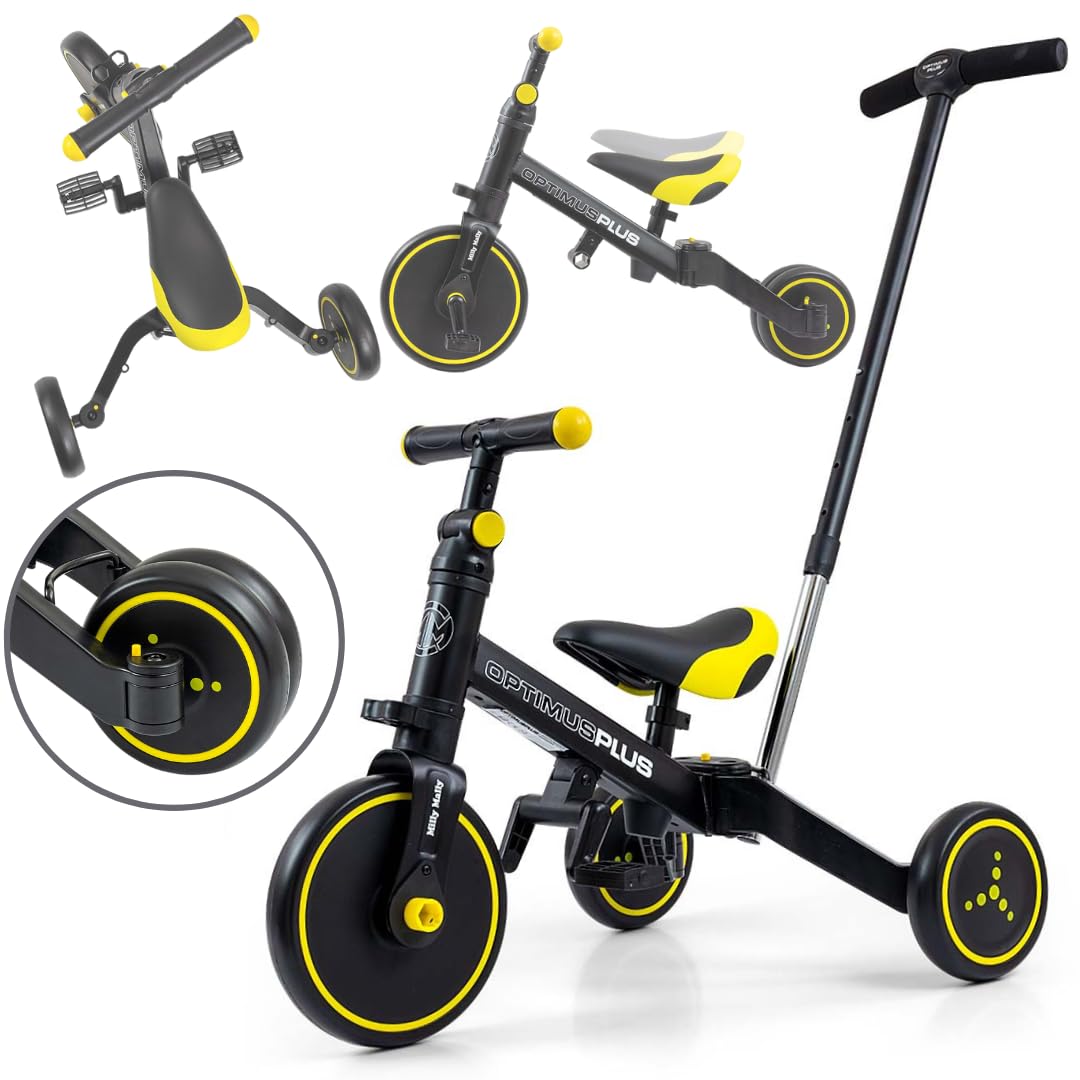 MILLY MALLYBicycle 4-in-1 Optimus Plus Blue Tricycle with Handle, Balance Bike for a Child Push Car from 1 Year Tricycle by Kettler Tricycle Kettler with Push Rod Trike Children Children's Tricycle