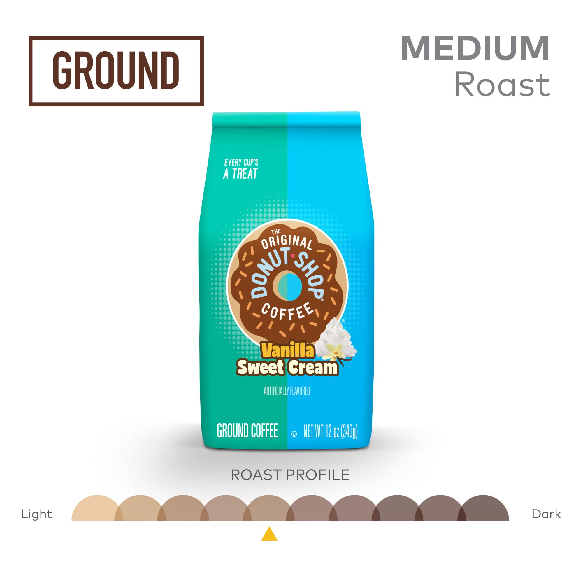The Original Donut Shop Coffee Vanilla Sweet Cream Medium Roast Flavored Ground Coffee 12 oz Bag — view 4