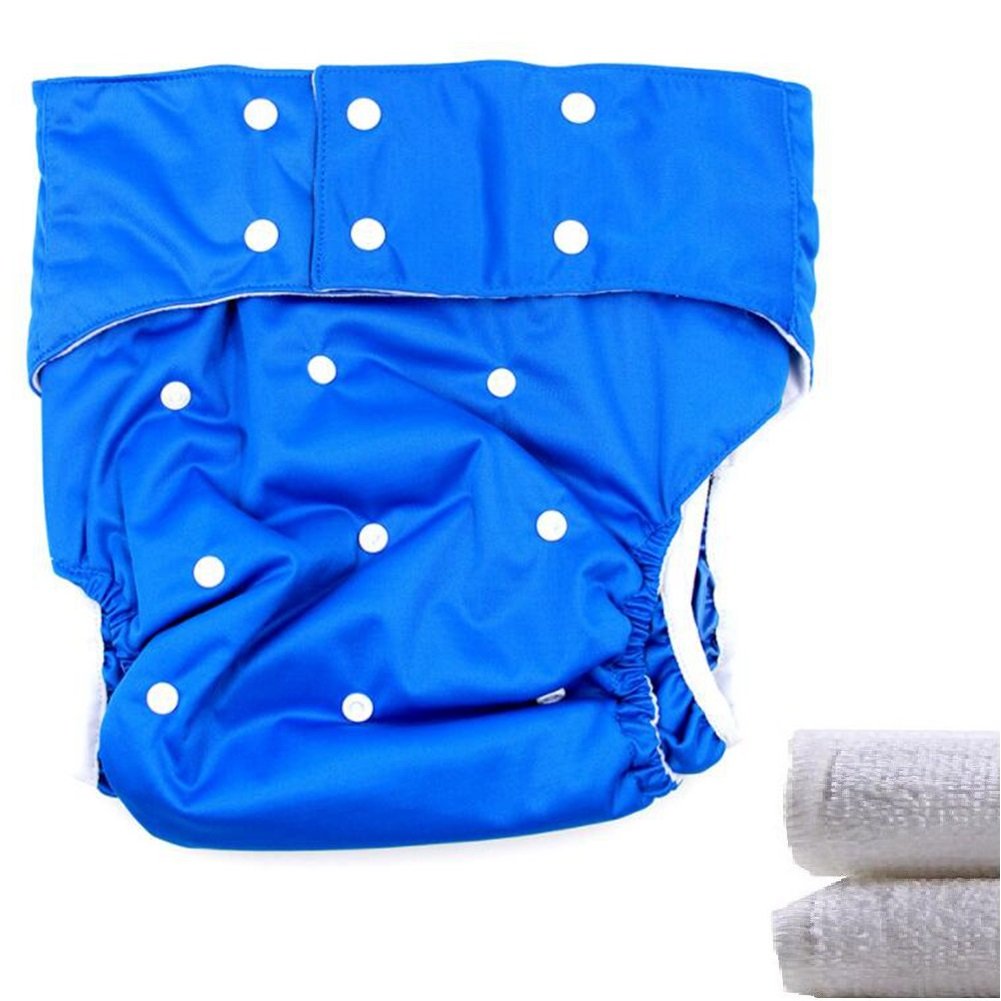 LukLoy - Pañales de tela para adolescentes y adultos con 2 insertos para el cuidado de la incontinencia, bolsillo de doble apertura, lavable, ajustable, reutilizable, sin fugas (azul oscuro)
