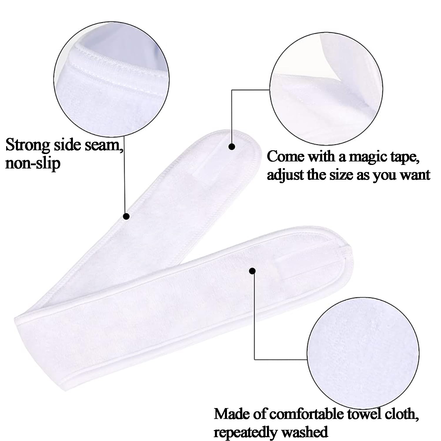 4 Pcs Spa Headband for Facial Skincare Headbands Adjustable Face WashingTowel Makeup Hair Bands Head Wraps for Women Man Shower Yoga - Image 3