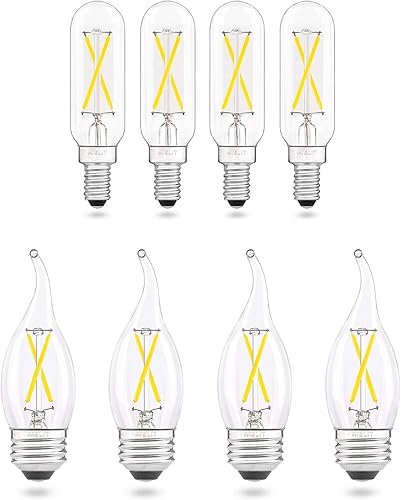 Paquete de 4 bombillas LED CA10 E26 de 2 WT8 E12, regulable, bombilla incandescente equivalente a 60 W, luz blanca diurna de 5000 K, 200 lm, vidrio
