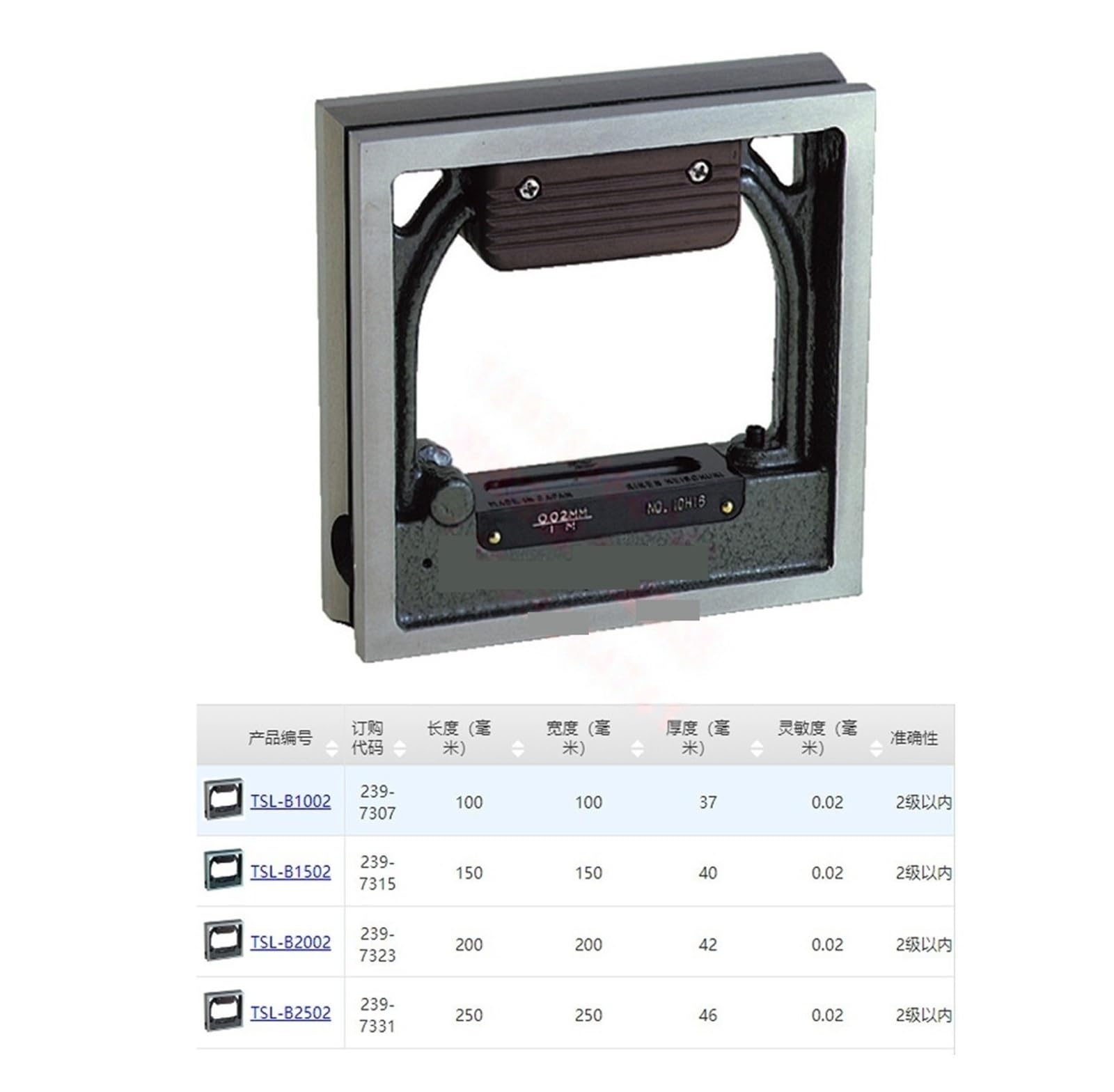 Nivel de burbuja de caja, TSL-B1002 TSL-B1502 TSL-B2002 TSL-B2502 Original(TSL-B1002)