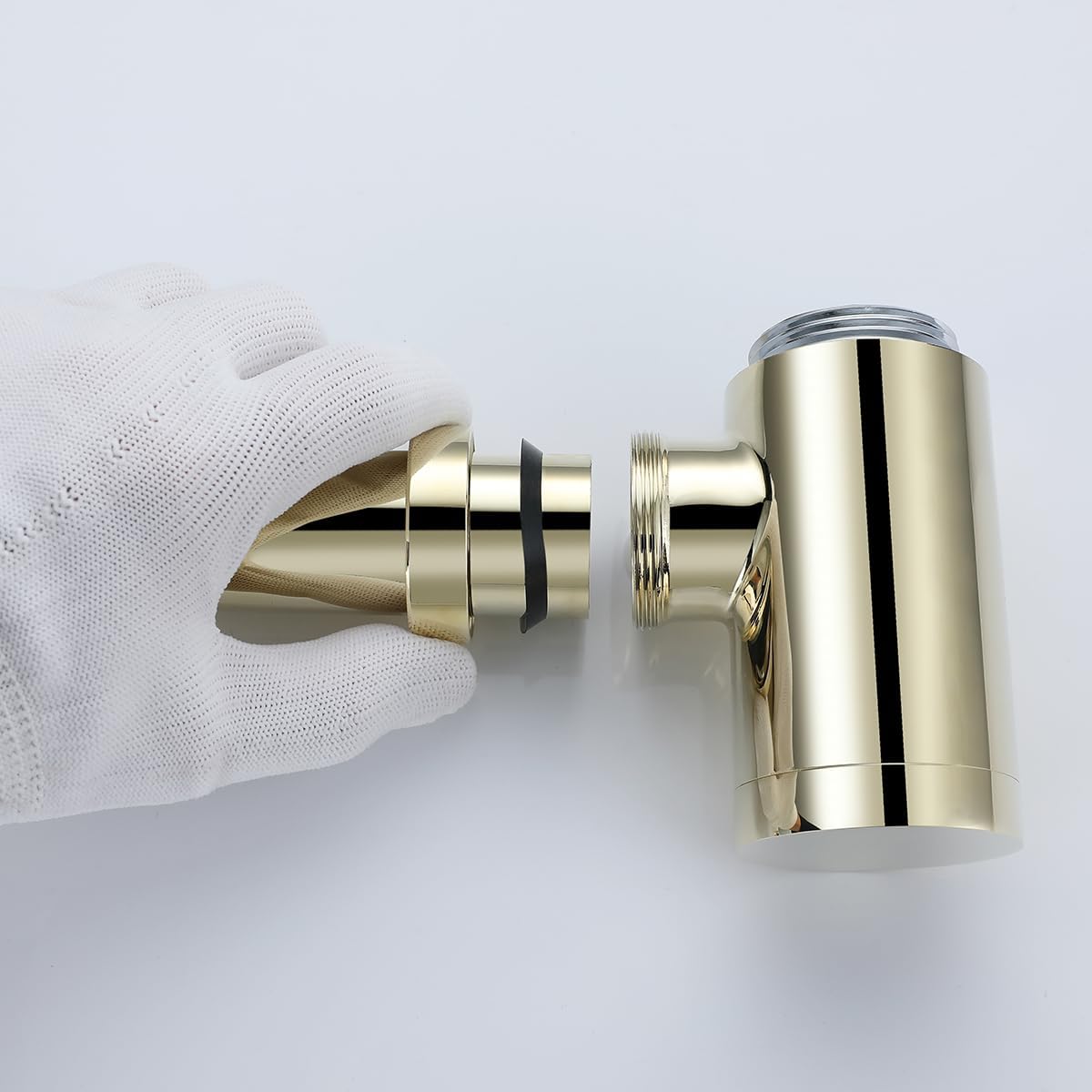 RANDOM Light Gold Polished Brass Contemporary Round Bottle P Trap 1 1/4,Basin Sink Waste Drain P Trap Kit.