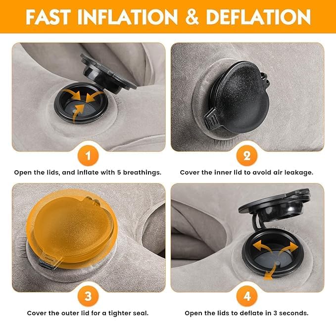 CloudBliss Inflatable Travel Neck Pillow for Airplane – Ergonomic Support to Relieve Neck & Shoulder Pain | Portable, Quick-Inflate & Deflate | Ideal for Airplane, Car, Office & Home Use 2