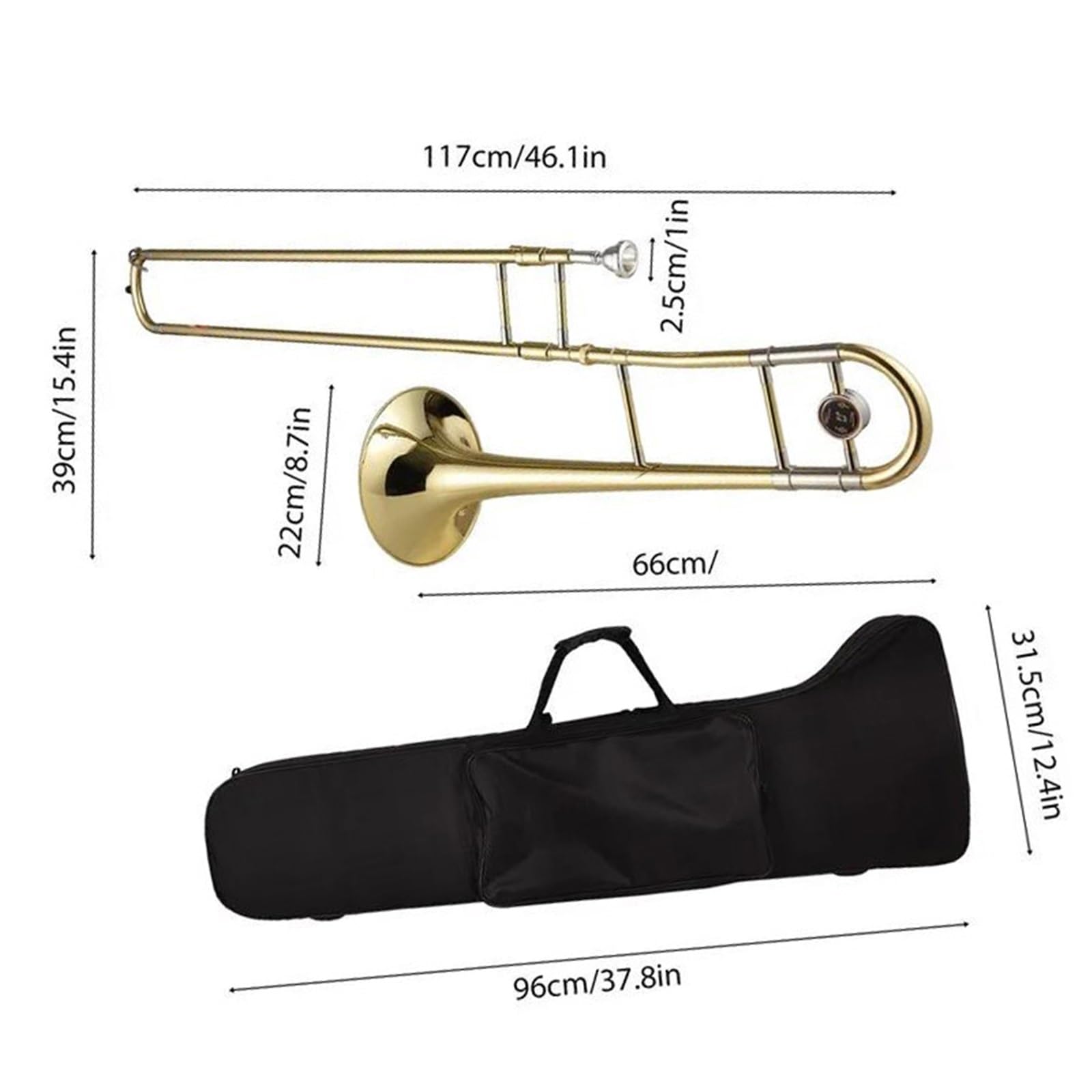 Instrument puzonowy Puzon tenorowy Bb dla początkujących mosiężny suwak z ustnikiem futerał