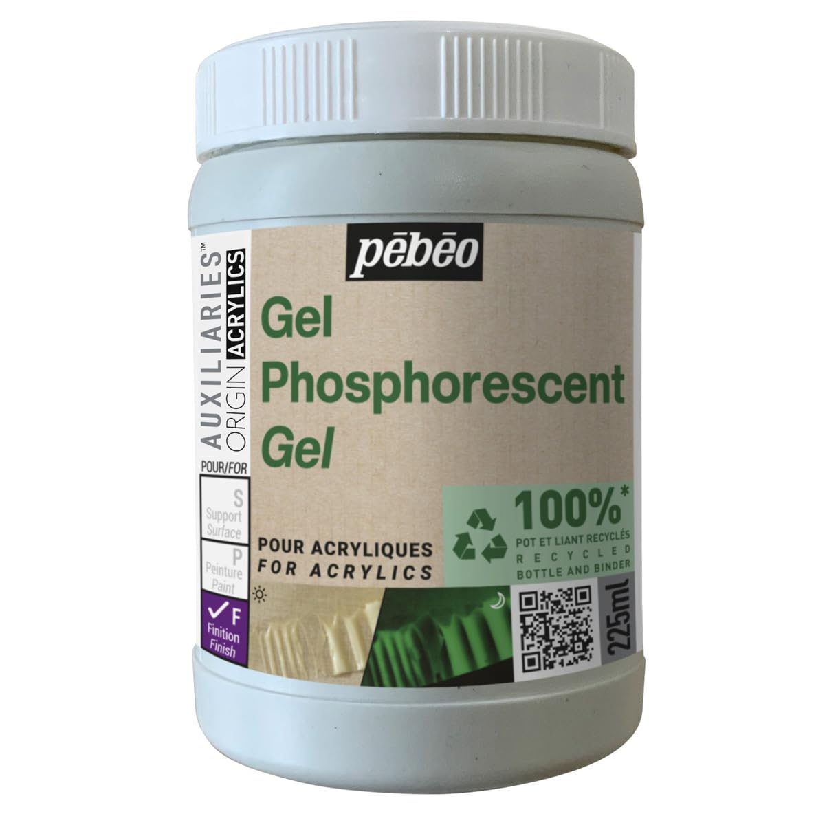Glow in dark Pebeo Phosphorescent Gel Orion Acrylics 225 ml