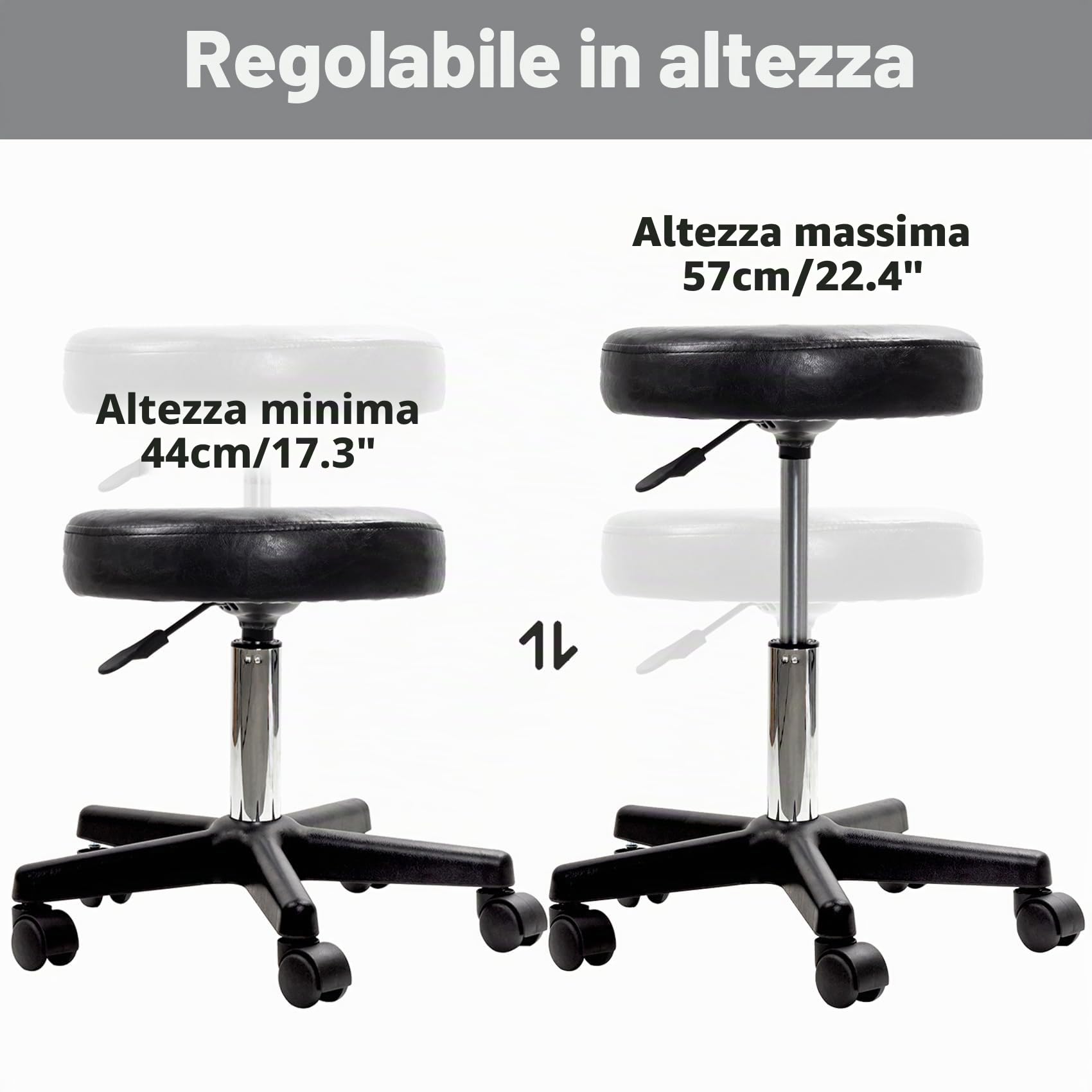 display4top Nero Sgabello, 5 ruote