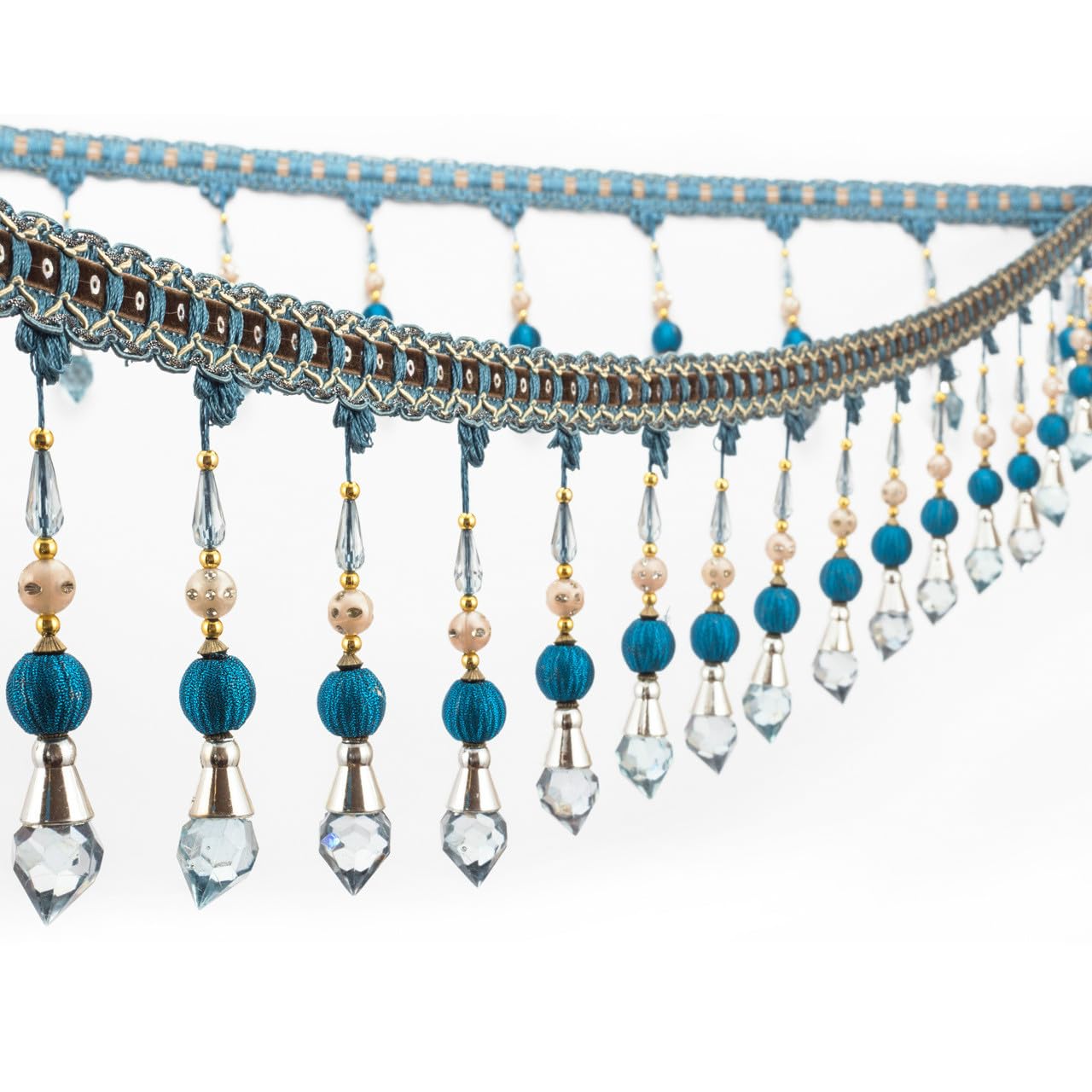 Pompons de Rideaux, Pompons à Coudre, 1 mètre de Garniture de Couture à Franges for Nappe, Rideau, Garnitures décoratives à Franges(Green)