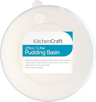 KitchenCraft Small Plastic Pudding Basin with Lid, 275 ml (0.5 Pints)