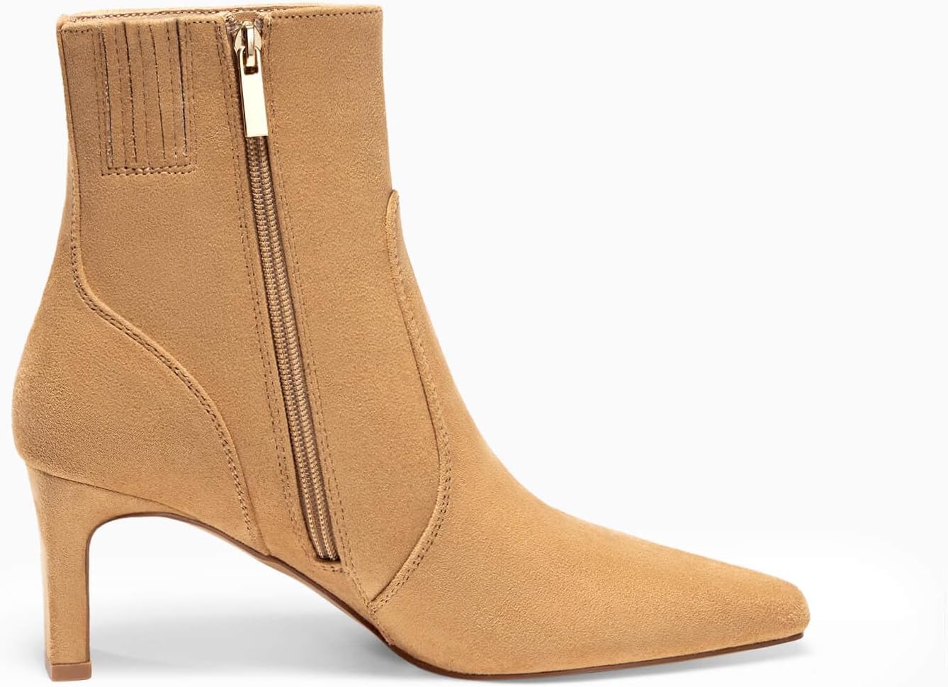 Coutgo Womens Chunky Low Heel Ankle Boots Square Pointed Toe Side Zipper Booties Faux Suede Fall Shoes - Image 6