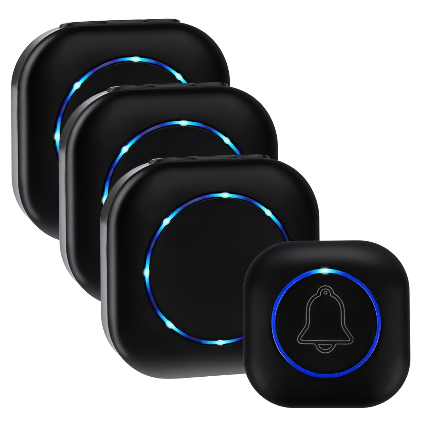 Sonnette Sans Fil Exterieur,200m Carillon Sans Fil Avec Pile,Doorbell 3 RéCepteur,38 MéLodies Et 4 Niveaux,Ring Doorbell,Carillon Sans Fil Pour Maison, HôTel, Urgence, Noir