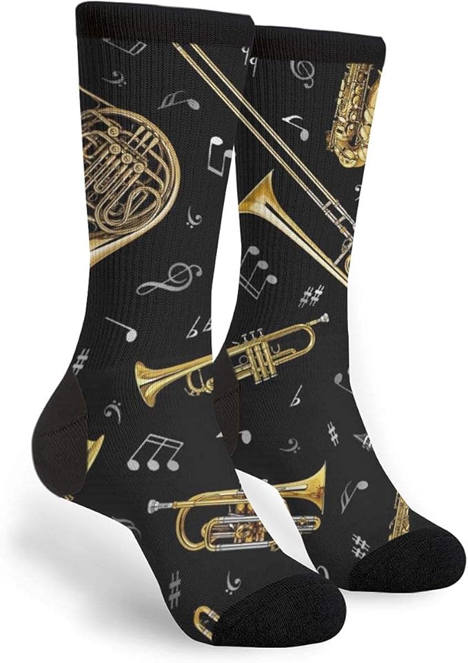 Unisex Fun Novelty Crazy Crew Socks Trumpet Trombone French