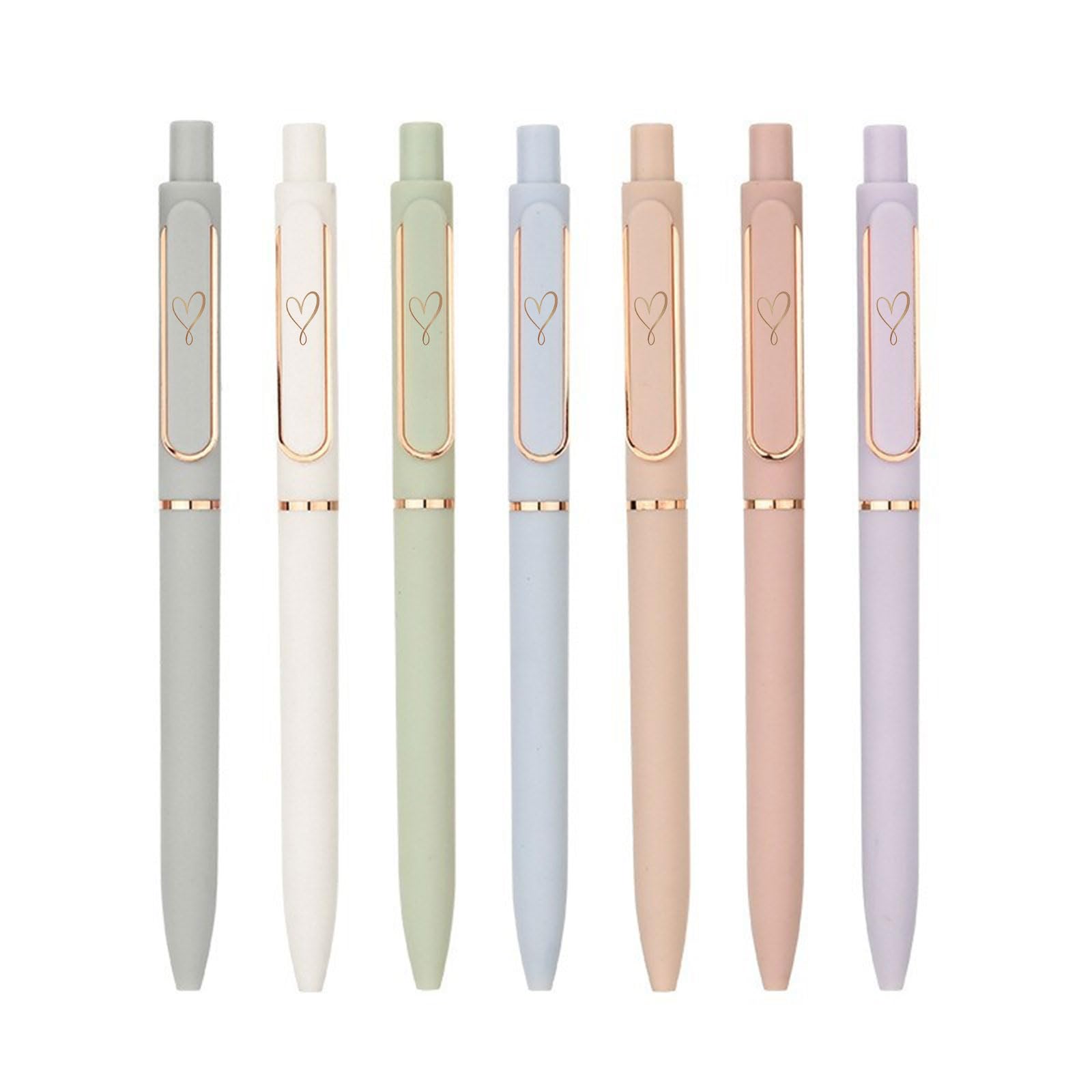 – 7-Pack Cute Gel Pens with Heart pattern, 0.5mm Fine Point, Quick-Dry Black Ink, Aesthetic Pens for Women, Journaling, Office, School & Gifts – Pretty Pens for Girls