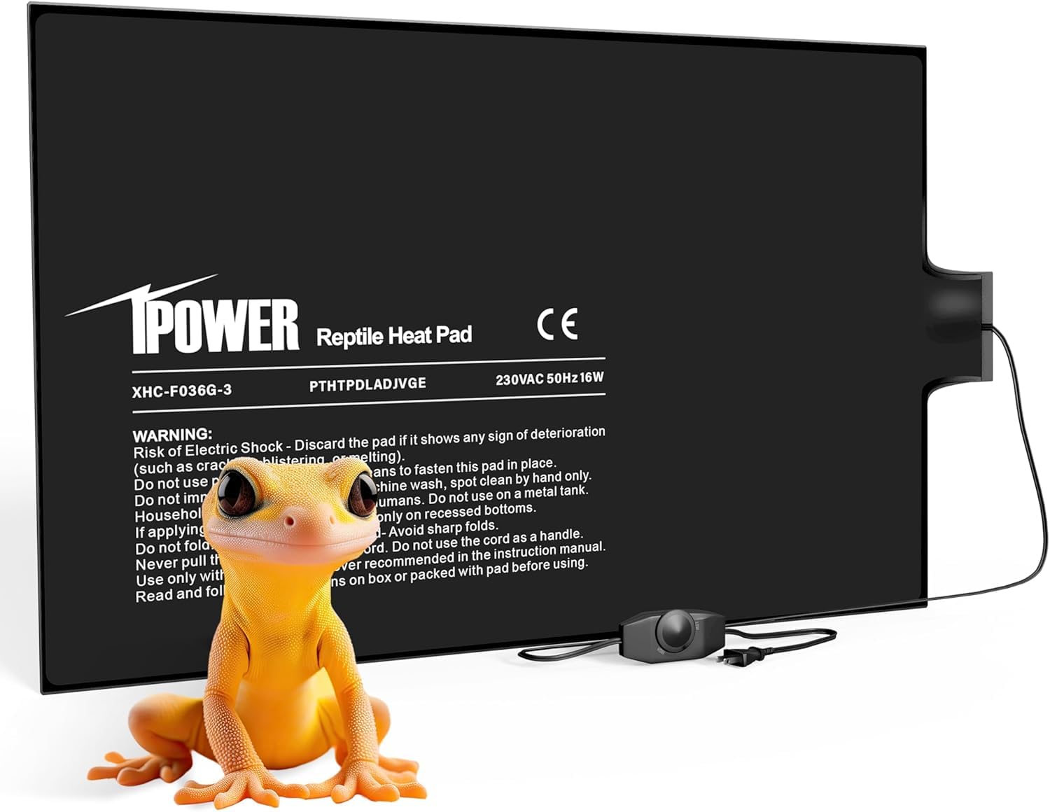 iPower 8 by 12-Inch 16 Watts Reptile Heating Mat with Temperature Controller Under Tank Warmer Terrarium Heat Pad for Reptiles and Amphibians, Black