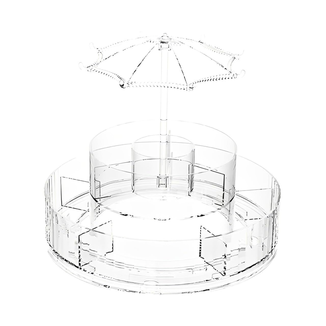 Round Dust-Proof Transparent 2-Layer Rotating Cosmetic Organizer ? 360 Umbrella-Shaped Makeup & Skincare Storage Rack ? Large Capacity Clear Display Stand-image-35