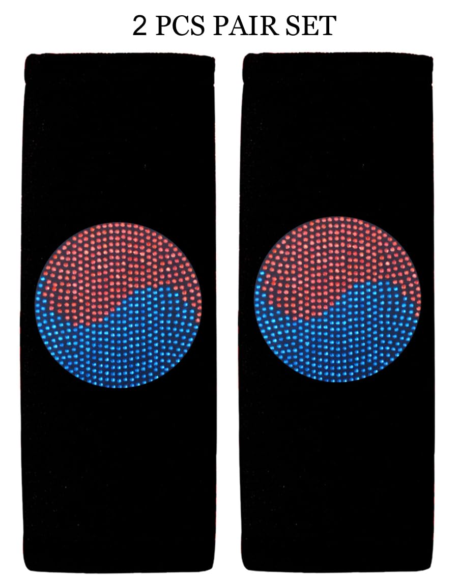ALLBrand Universal Fit Car Truck SUV Crystal Bling Rhinestone Studded Black Seat Belt Covers - Pack of 2 (Korea Flag-Black)