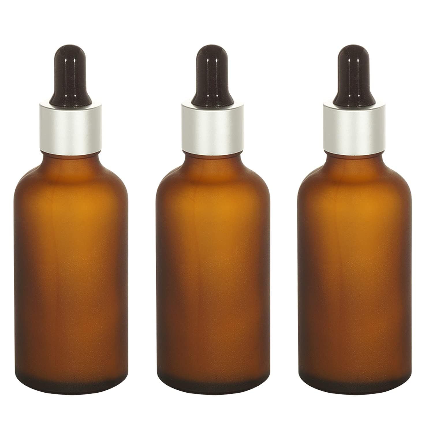Multipurpose Empty Glass Bottle with Silver Plating Dropper For Essential Oils, Fragrances, Perfumes, Serum Bottles (Frosted Amber, 3-image-41