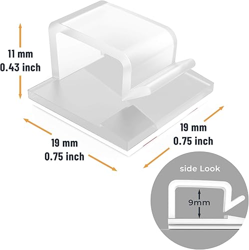 Miniatura 2 de XIAOXI - Clips para cables con fuerte autoadhesivo, en forma de R para gestión de cables, soporte de cables para TV y PC, organizador y cables, 40