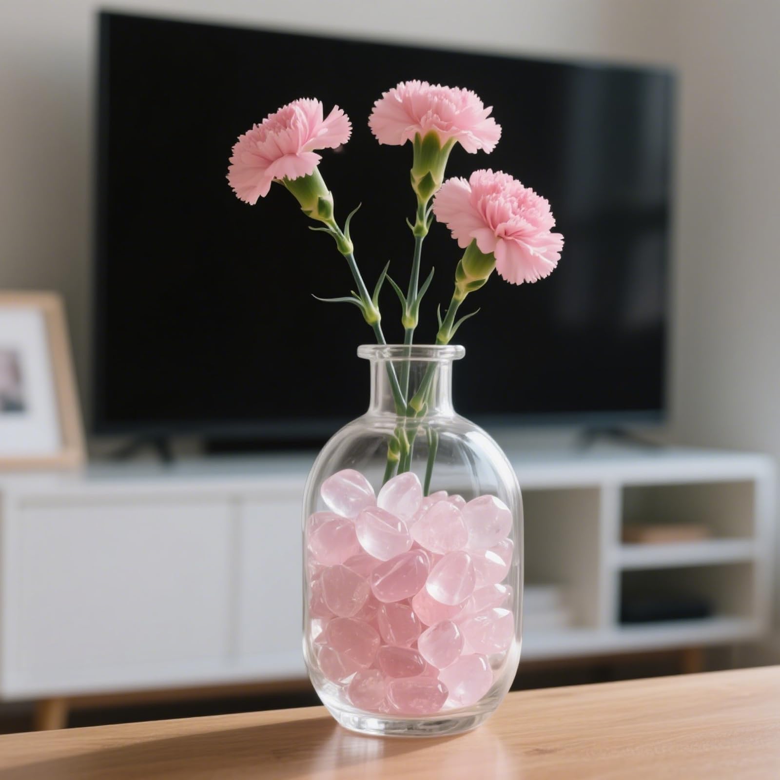 435 g de gravier décoratif pour aquarium - Rose quartz écrasé - Cristal naturel - Poli - Forme irrégulière - Vase - Pierres juteuses