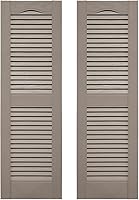 Vista 19 de Builders Edge 12 pulgadas de ancho x 48 pulgadas de alto, montante central superior de catedral estándar, persianas con listones abiertos, incluye