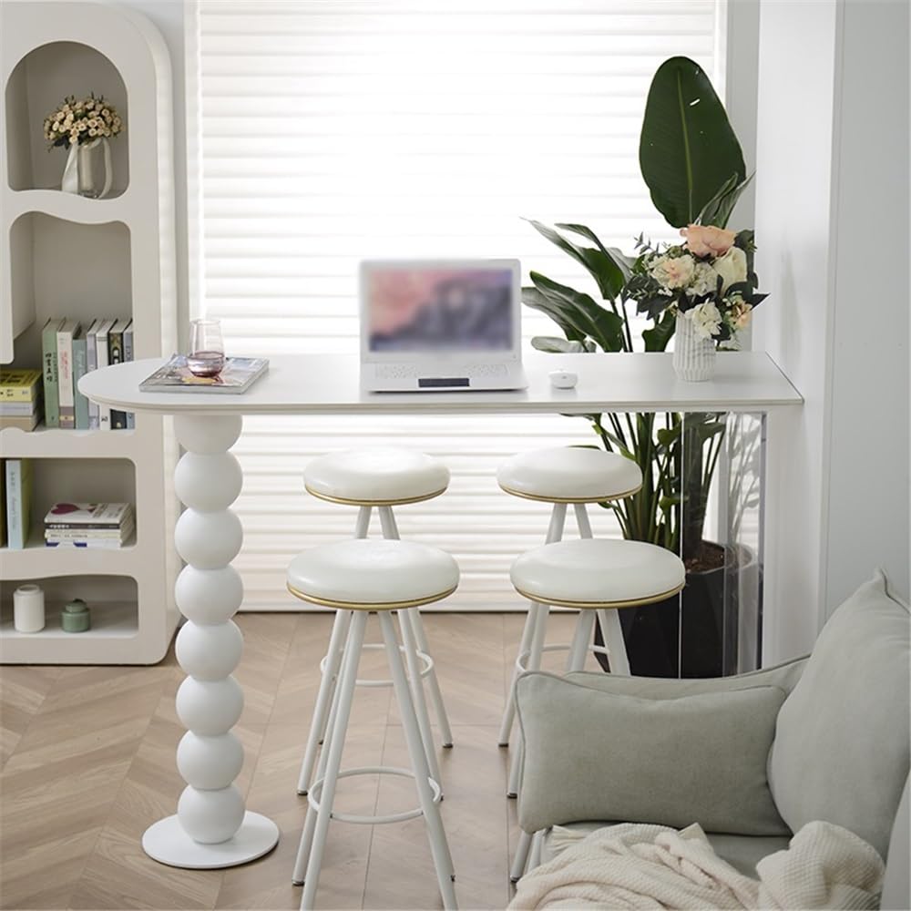 Table de Bar Table de Bar rectangulaire en Ardoise Blanche avec Cadre métal Acrylique, Table Haute for Cuisine, Salle à Manger, Salon(120 * 50 * 105cm)