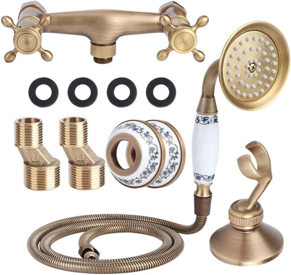 Fdit Household Vintage Shower Kit Copper Shower Sprayer Hose Kit Concealed Installation for Bathroom Accessories
