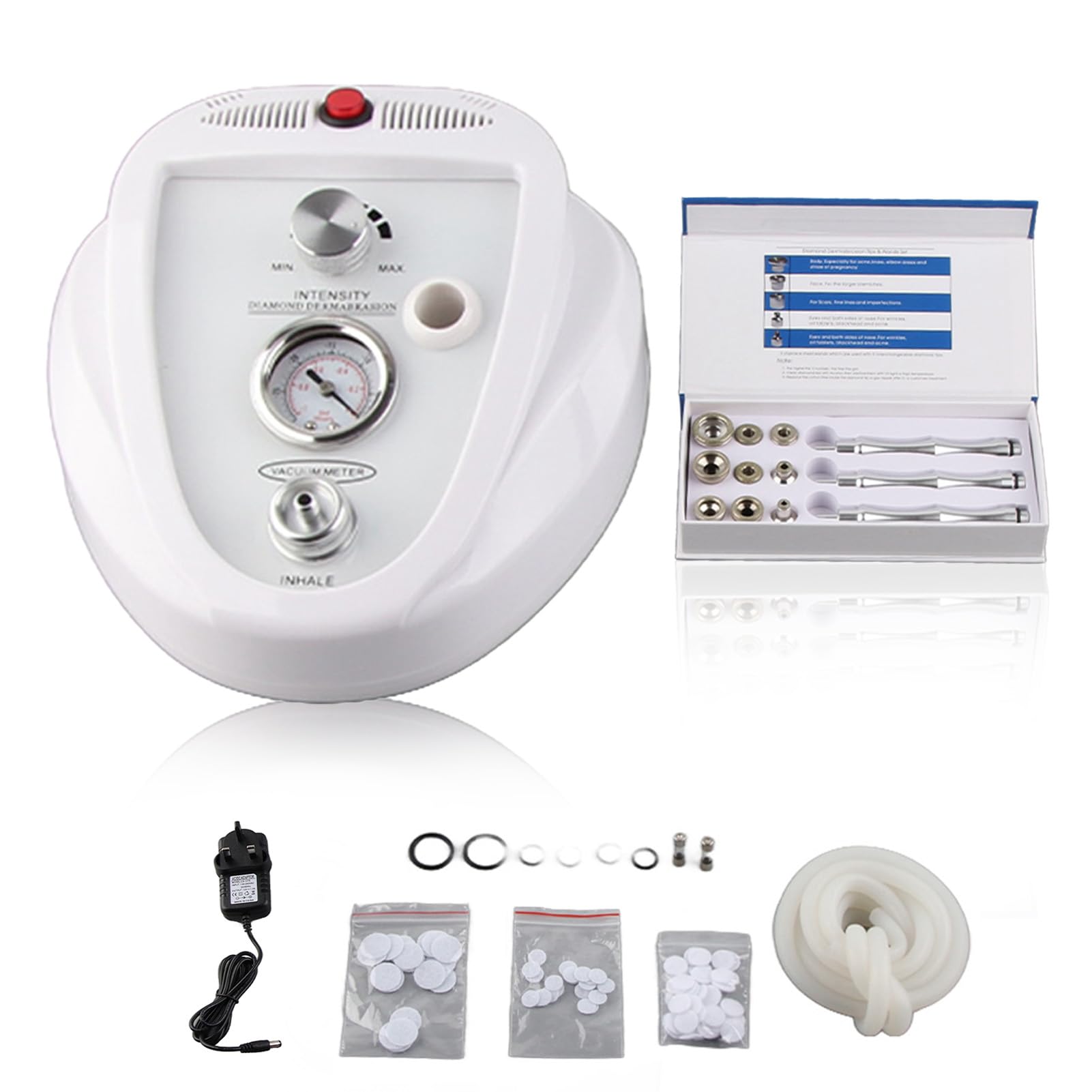 3 in 1 Diamond Microdermabrasion Machine for Face, Professional Dermabrasion Microdermabrasion Equipment for Salon Use, Facial Cleansing Skin Rejuvenation Machine(UK Plug)