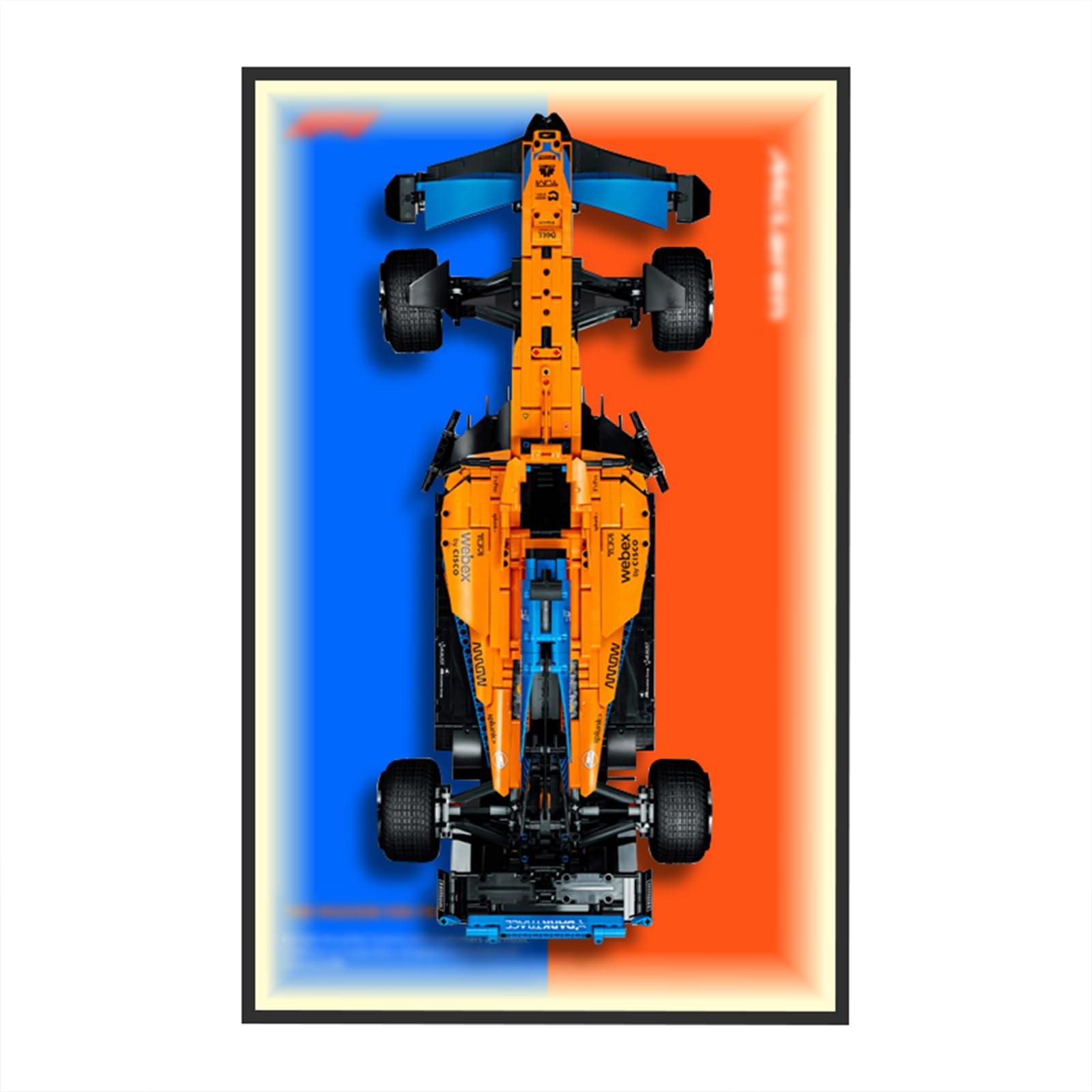 Display Wallboard for Lego Mclaren F1 42141, LEGO Car Wall Mounted with LED Lights Unique Decorative Metal Frame Display Board, Collectibles Lego Car Wall Mount for Building Blocks (Excluding Cars)