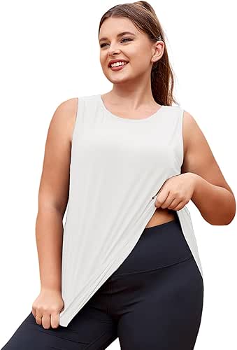 LALAGEN Plus Size Womens Workout Tank Tops Sleeveless Summer Loose