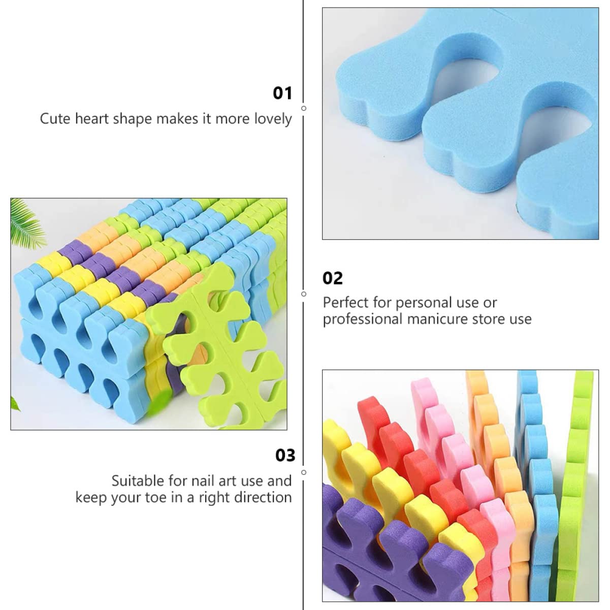 FOMIYES 100 pares de separadores desechables de dedos suaves de silicona espaciadores de dedos de espuma para los dedos de los pies separadores suaves