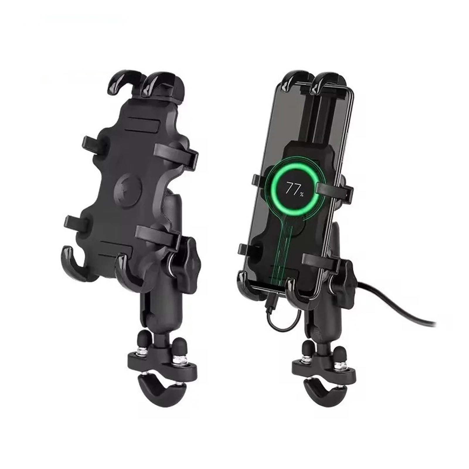Support GPS Moto Convient Aux Téléphones Portables Supports Téléphone pour Moto Stations Charge USB avec Chargeurs Rapides 3.0 Et Rétroviseur pour Guidon GPS