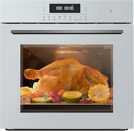 24" Single Wall Ovens,Electric Convection Wall Oven with 2.5 Cu.ft.,Built-in Electric Wall Oven with 8 Cooking Functions & 360° ROTISSERIE,Touch Control,Safety Lock,Timer,3000W 240V