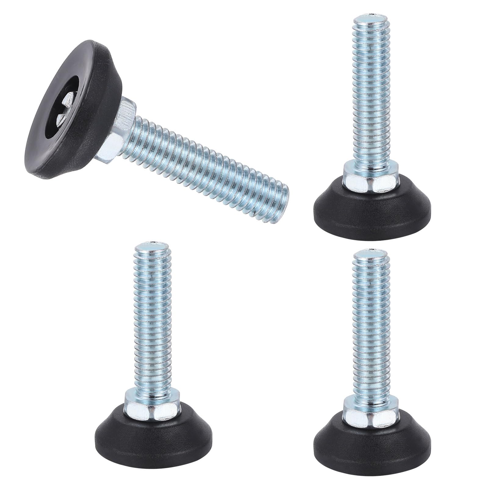 sourcing map M10 Thread Furniture Feet Levelers, 4Pcs 3/8"-16 35mm l Adjustable Furniture Feet Screw in Threaded Leveling Leg Screw on Chair Foot Glides Leveling for Table Chair Cabinet Black