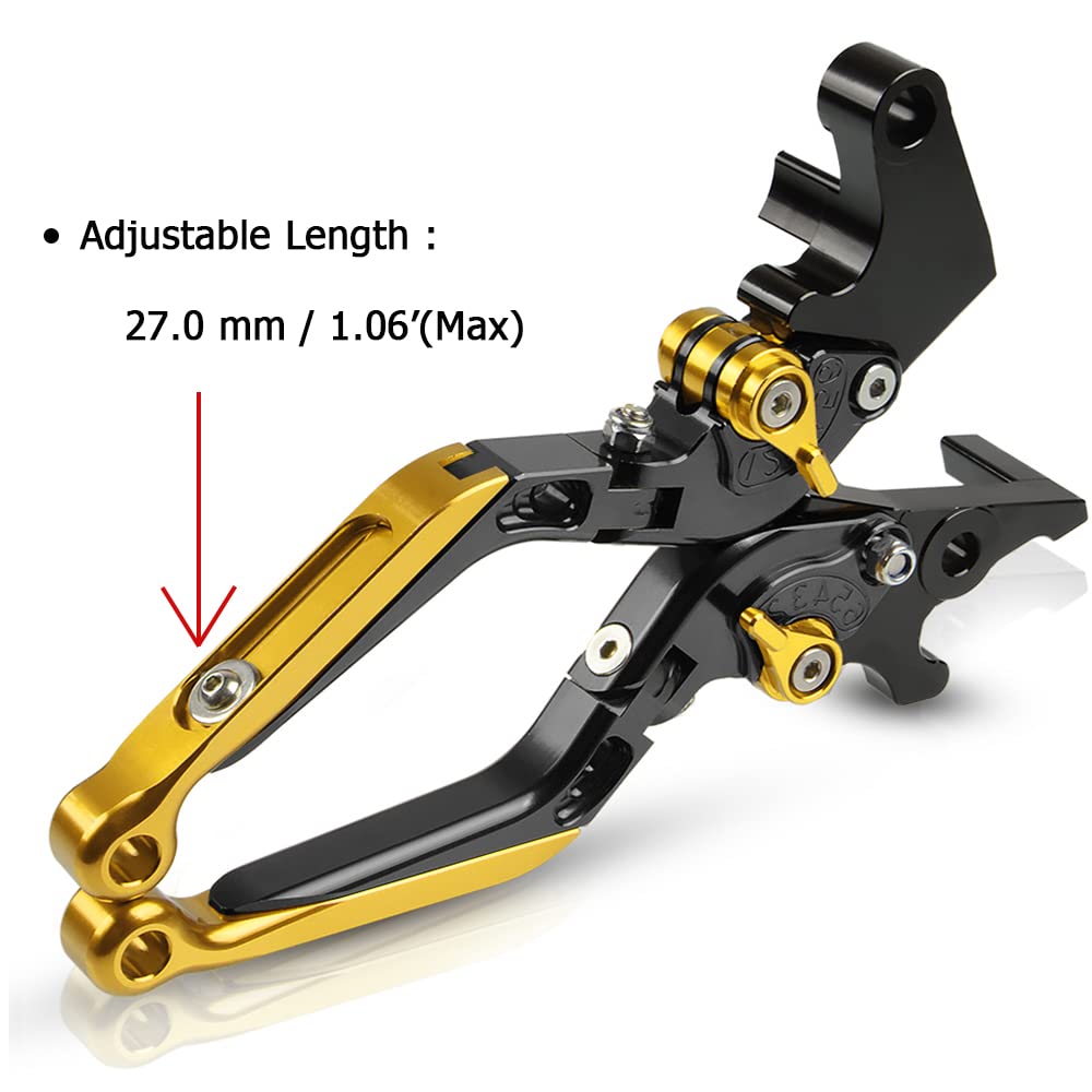 Regolabile Leva Frizione Freno Set per Honda HORNET CB599 CB600F 1998-2006 CB919 CB900F 2001-2008 CBR600F2 F3 F4 F4i 1991-2007 CB400 CB400SF CB400VTEC 1992-1998 Nero+Giallo