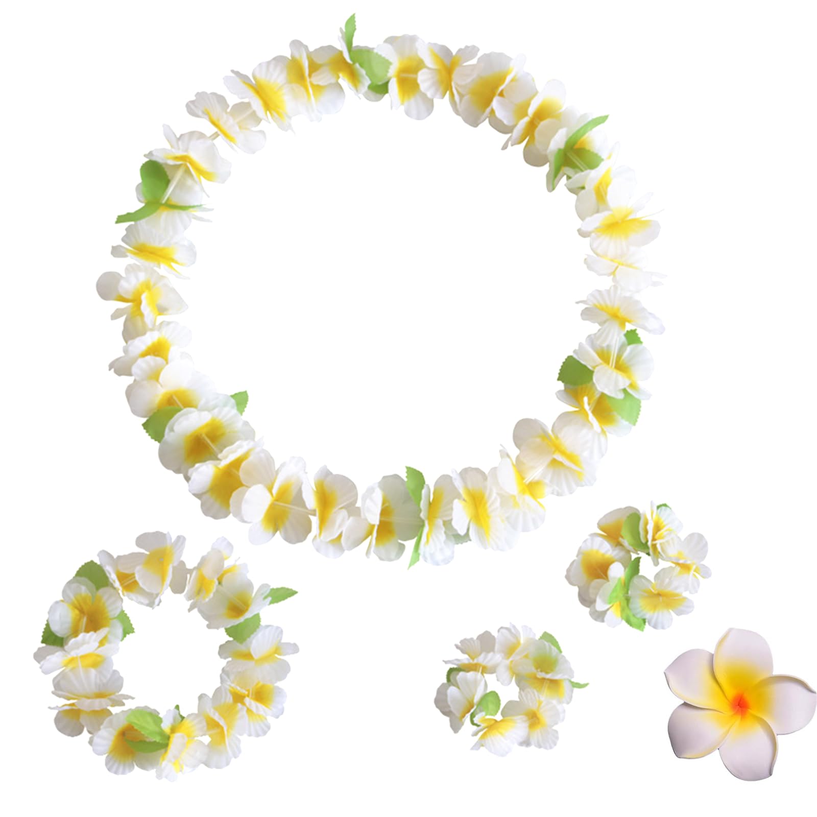 5 Stuck Set Hawaii Kette Blumen,Geburtstag Aloha Sommerparty Deko DIY,Strandparty Beach Blumenketten Hawaii,Sommerfest Poolparty Blumen Girlande für Kinder Und Erwachsene,Blumendekoration (Weiß)