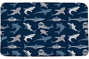Alluring Navy Blue Shark Bath Mat: A Safe Haven for Shark Enthusiasts