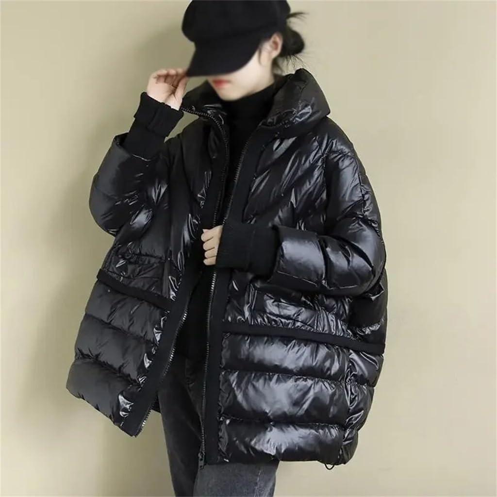 Women's Winter Down Coat Button Neck Loose Puff Jacket